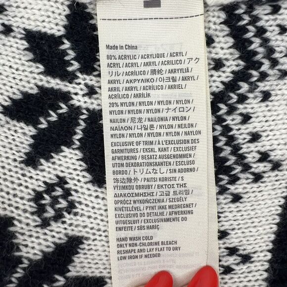 Hollister Slouchy Beanie Women’s Winter Hat Knit Fair Isle Black Front Logo Warm - Picture 7 of 8